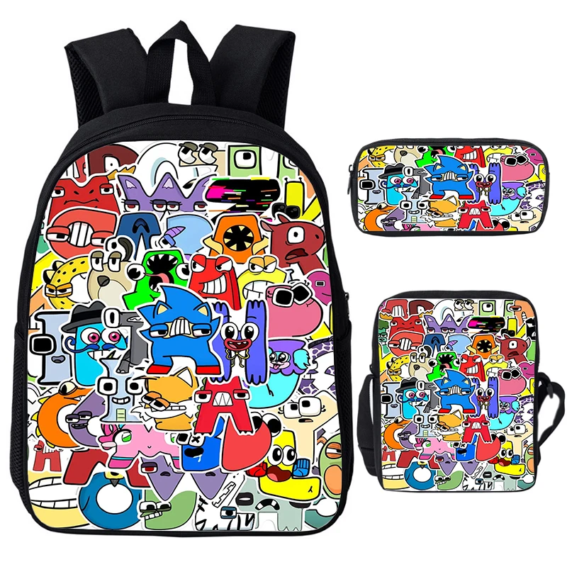 

Alphabet Lore Letter Legend Backpack School Bags Boys Girls Cartoon Anime Print Schoolbag 3pcs/set Child Bookbag Travel Knapsack