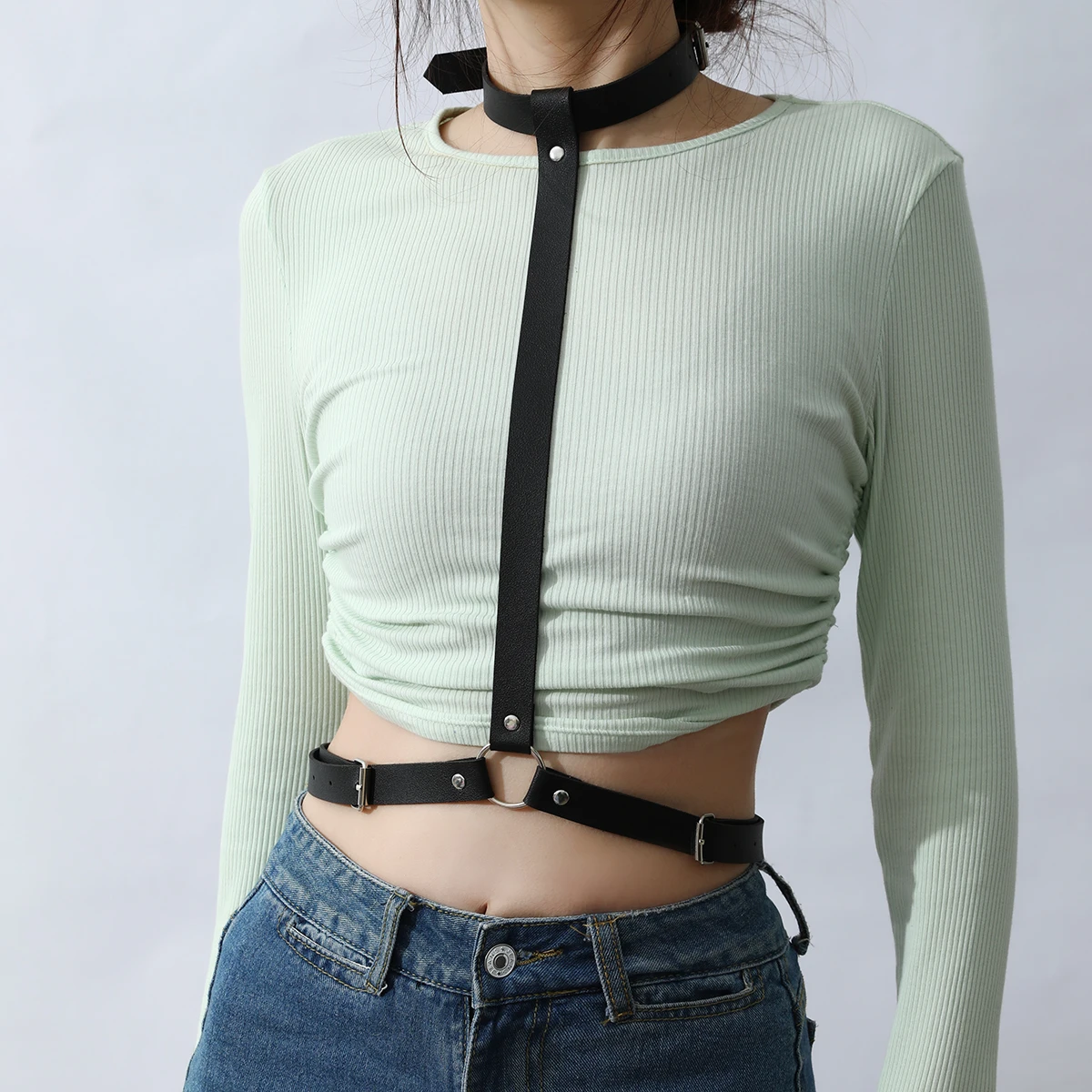 New Womens Harness Waist Belts Punk Harajuku Handmade Faux Leather Harness Straps Adjustable Belt for Dancing Party
New Womens Harness Waist Belts Punk Harajuku Handmade Faux Leather Harness Straps Adjustable Belt for Dancing Party