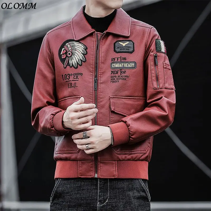 Men's Indian Embroidered Leather Winter Coat Male Young High-end Red Autumn Mens Clothing Baseball Bomber Jackets Korean
Men's Indian Embroidered Leather Winter Coat Male Young High-end Red Autumn Mens Clothing Baseball Bomber Jackets Korean