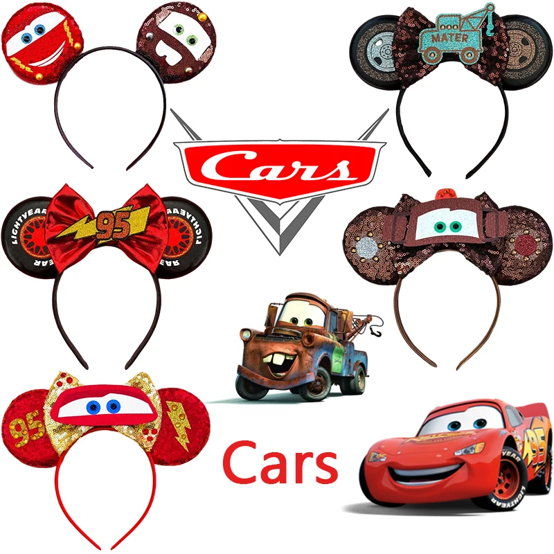 

Pixar Cars Hair Accessories for Women 95 Lightning McQueen Hair Bands for Girls Cartoon Mater Headbands Kid Disney Ears Headwear