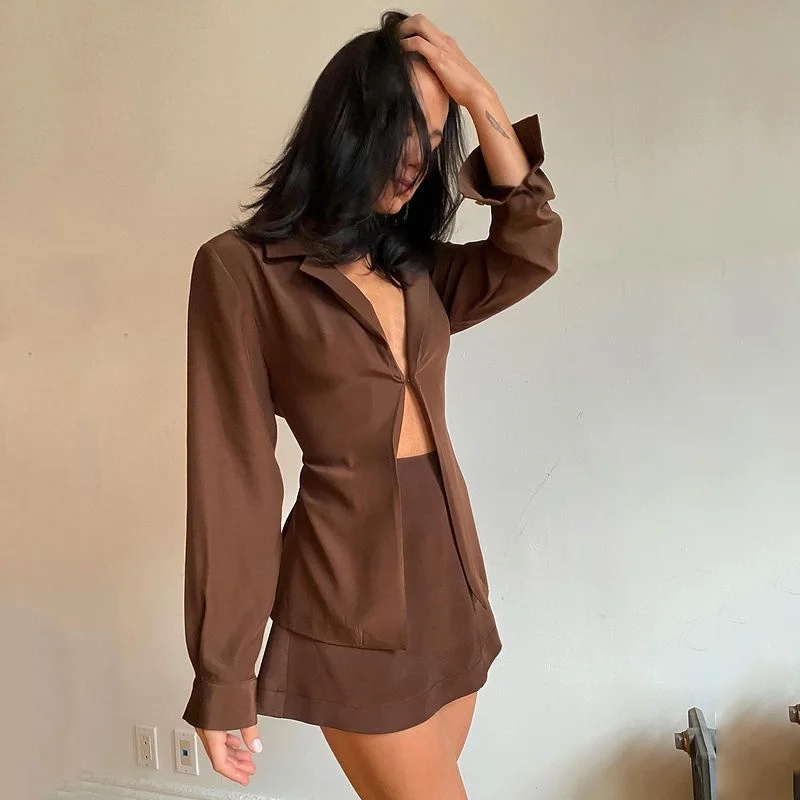 y2k Turn-down Collar Dress Brown Sexy Party Club Bodycon Women Long Sleeve High Waist Women Office Outfits Streetwear e girl
y2k Turn-down Collar Dress Brown Sexy Party Club Bodycon Women Long Sleeve High Waist Women Office Outfits Streetwear e girl