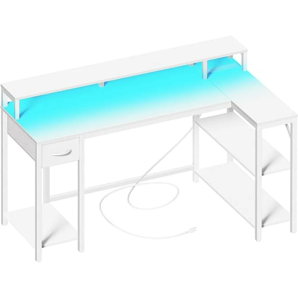 SUPERJARE 53 Inch L Shaped Desk with LED Lights & Power Outlets, Reversible Computer Desk with Shelves & Drawer
SUPERJARE 53 Inch L Shaped Desk with LED Lights & Power Outlets, Reversible Computer Desk with Shelves & Drawer