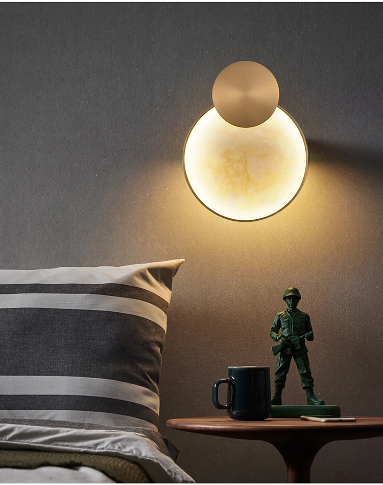 Natural Marble LED Wall Lamp Round Shape Gold Metal Free Collocation Lighting For Living Room Bedroom Aisle Tv Background Sconce Natural Marble LED Wall Lamp Round Shape Gold Metal Free Collocation Lighting For Living Room Bedroom Aisle Tv Background Sconce