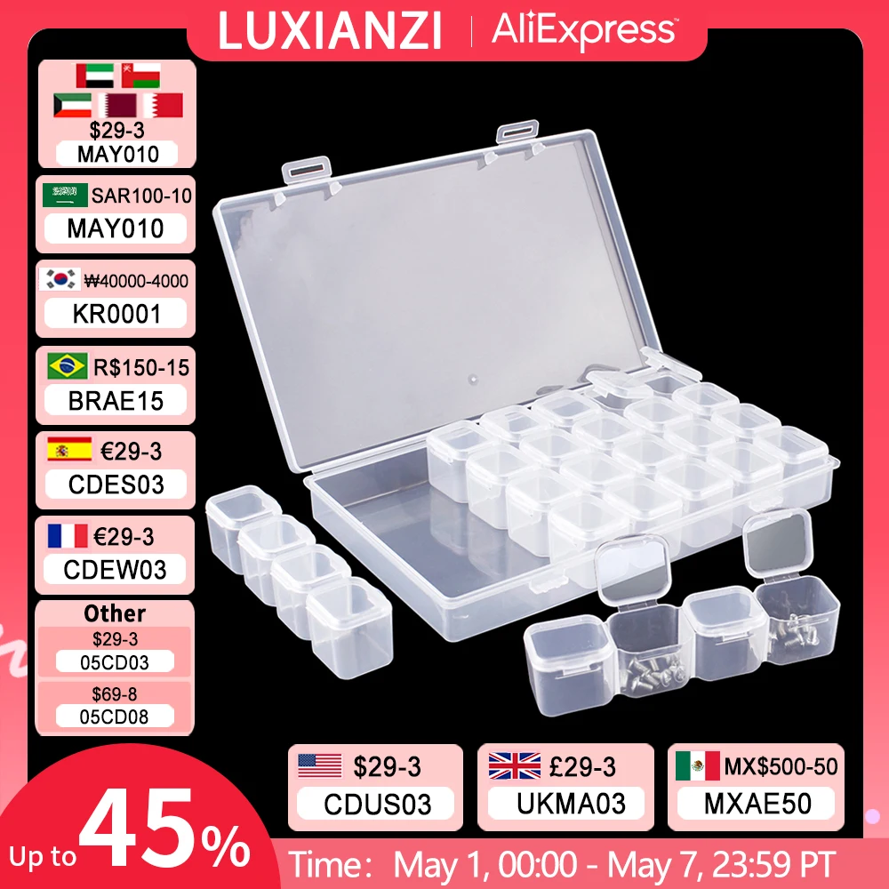 

LUXIANZI 56in1 Dustproof Plastic Storage Case For Bead Hardware Screw Sealed Safety Organizer Box Compartment Storage Toolbox