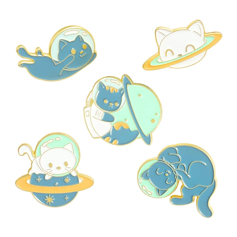 5 Pcs Enamel Pins Set Space Cat Cute Cartoon Animal Astronaut Lapel Pin Brooches For Jackets Backpack Accessory
5 Pcs Enamel Pins Set Space Cat Cute Cartoon Animal Astronaut Lapel Pin Brooches For Jackets Backpack Accessory