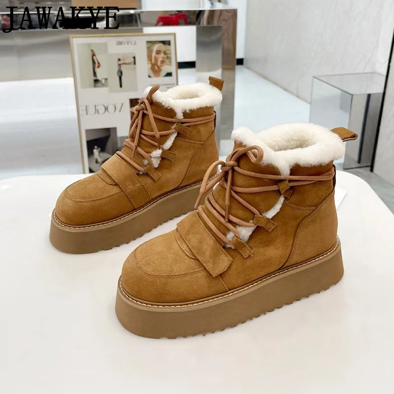 Brand Ladies Winter Snow Boots Natural Wool Fur Outdoor Hiking Boots Flat Platform Short Motorcycle Boots Lux Shoes Women
Brand Ladies Winter Snow Boots Natural Wool Fur Outdoor Hiking Boots Flat Platform Short Motorcycle Boots Lux Shoes Women
