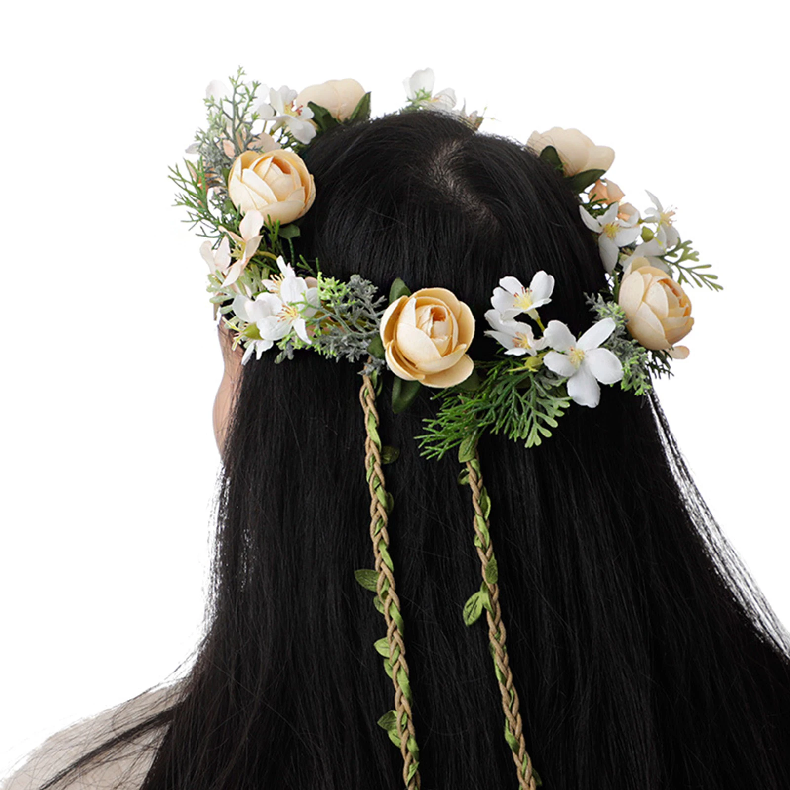 

Handmade Floral Ring Flower Headband For Bride Bridesmaid Headpiece Simulation Garland Romantic Faux Rose Wedding Wreaths