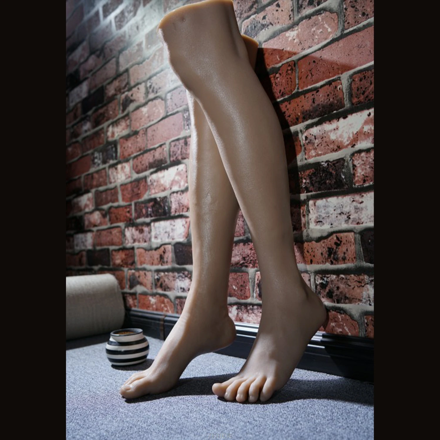 

Male Silicone Feet Model Simulation Nail Practice Mannequin Leg Foot Fetish Shoes Socks Display Footjob 1:1 Real TPE 4401L