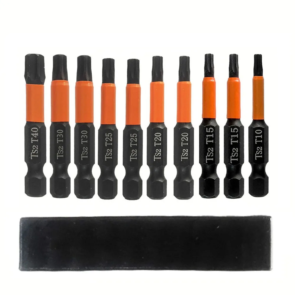 11pcs Torx Screwdriver Bit 50mm 1/4''Hex Shank Magnetic Head T10-T40 For Electric Impact Driver Hand Drills Repairing Tool Part
11pcs Torx Screwdriver Bit 50mm 1/4''Hex Shank Magnetic Head T10-T40 For Electric Impact Driver Hand Drills Repairing Tool Part