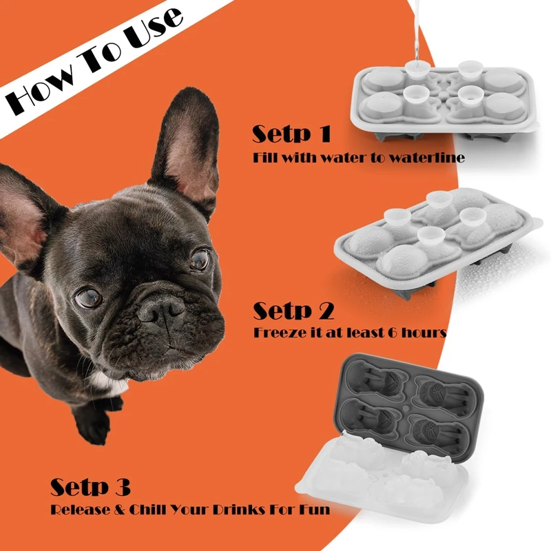 French Bulldog Ice-Cube Mold, 4 Hole Fun Shapes Frenchie Bull Dog Ice-Cube Tray For Whiskey,Cocktail,Bourbon
French Bulldog Ice-Cube Mold, 4 Hole Fun Shapes Frenchie Bull Dog Ice-Cube Tray For Whiskey,Cocktail,Bourbon