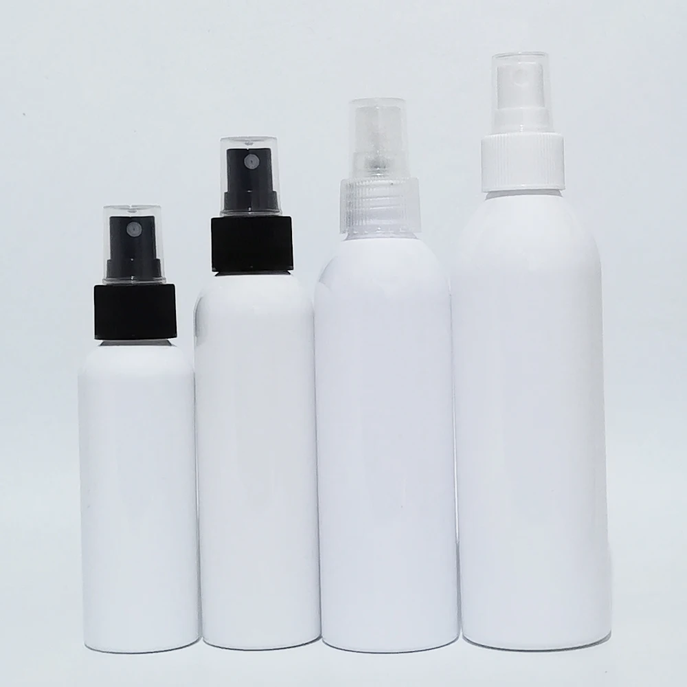 

30pcs 100ml 150ml 200ml 250ml Empty PET White Spray Bottles For Cosmetics Packaging,White PET Container Water Mist Sprayer Pump