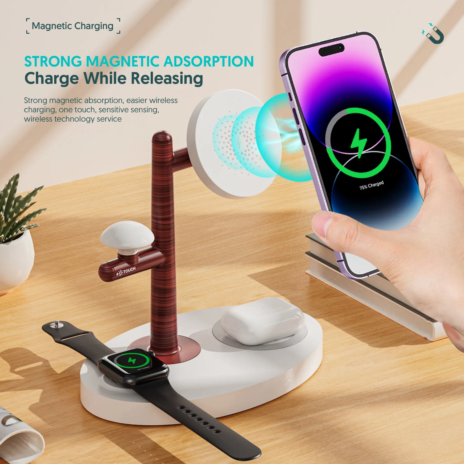 3 in 1 Magnetic Wireless Charger Stand Fast Charging LED Light Dock Station for Apple Watch iWatch S8 AirPods Pro For iPhone 14
3 in 1 Magnetic Wireless Charger Stand Fast Charging LED Light Dock Station for Apple Watch iWatch S8 AirPods Pro For iPhone 14