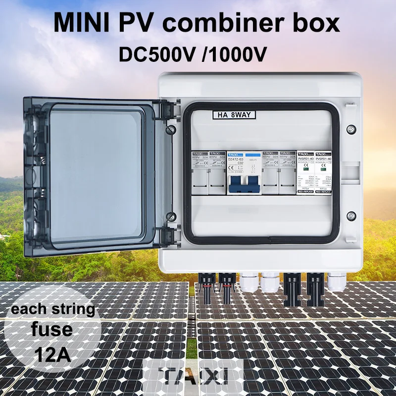 Solar photovoltaic PV Combiner Box Lightning Protection Each String 12A 2 In 1 Out DC 500V / 1000V Waterproof Box IP65
Solar photovoltaic PV Combiner Box Lightning Protection Each String 12A 2 In 1 Out DC 500V / 1000V Waterproof Box IP65