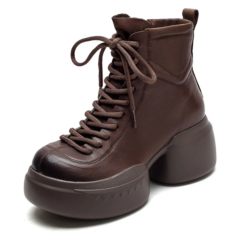 8.5CM High Top Genuine Leather Retro Rome style Thick Sole Shoes Booties Women Motorcycle Autumn Boots Wedge Ankle Big Toe Punk
8.5CM High Top Genuine Leather Retro Rome style Thick Sole Shoes Booties Women Motorcycle Autumn Boots Wedge Ankle Big Toe Punk