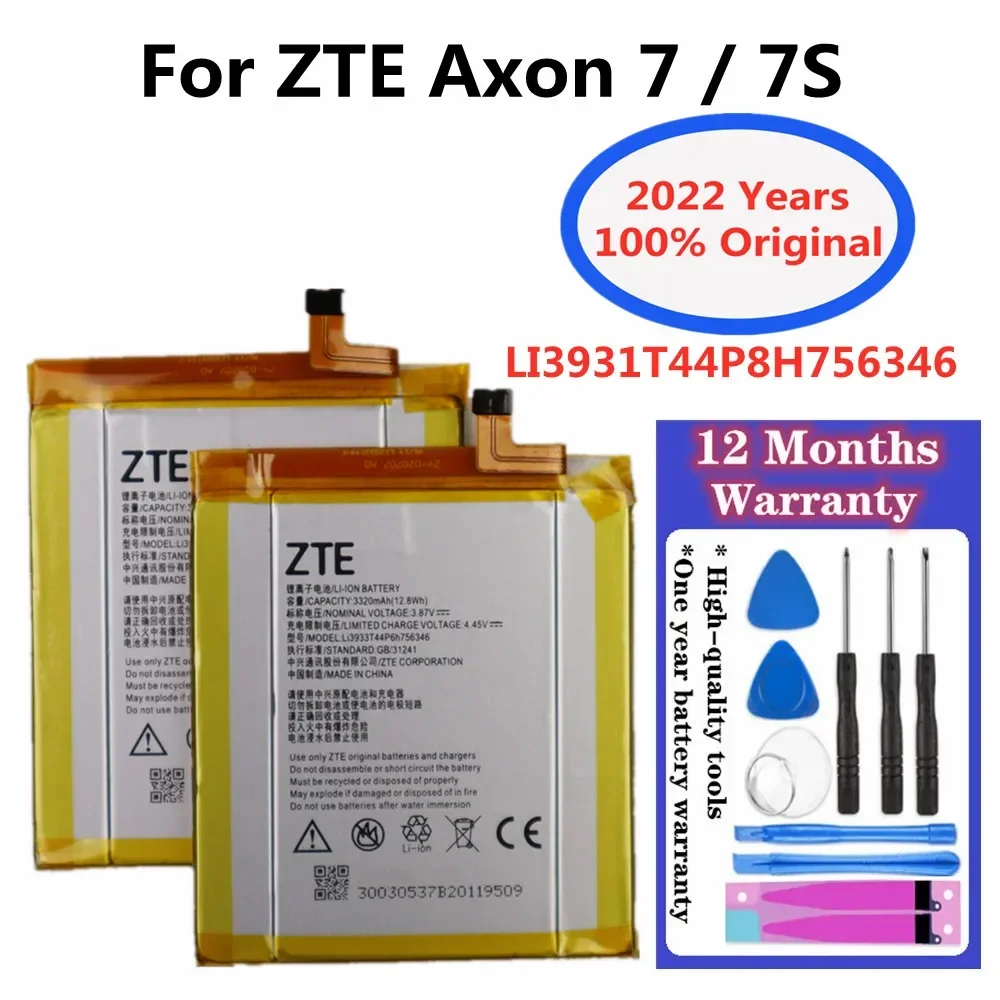 

High Quality Original Battery Li3933T44P6h756346 For ZTE Axon 7 / Axon 7S A2017 A2017G A2017U A2018 3320mAh Phone Battery Tools