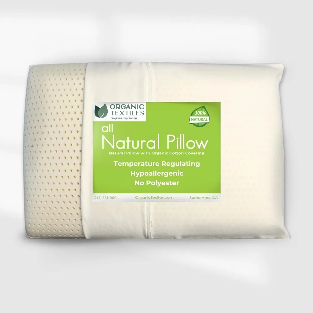 

Natural Latex Pillow with Organic Cotton Cover, Queen Size, Soft, GOTS Certified, Pressure Relief, Neck Pain Relief, Bed Pillow