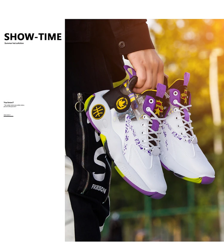 Tênis de basquete de couro antiderrapante masculino, tênis de tamanho grande, resistente ao desgaste, tendência da moda juvenil, calçados esportivos estampados, novo Tênis de basquete de couro antiderrapante masculino, tênis de tamanho grande, resistente ao desgaste, tendência da moda juvenil, calçados esportivos estampados, novo