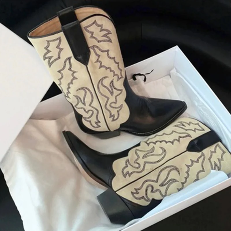 Classic Real Suede Short Boots Women Embroidered Point Toe Wedge Heel Mid-Calf Boots Quality Winter Cowboy Knight Boots Female
Classic Real Suede Short Boots Women Embroidered Point Toe Wedge Heel Mid-Calf Boots Quality Winter Cowboy Knight Boots Female