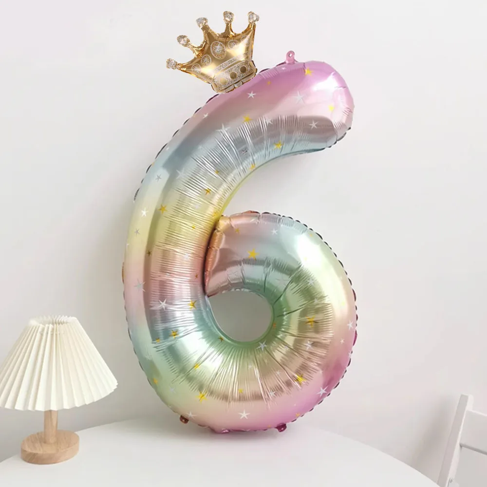 2Pcs 40inch Gradient Star Number Foil Balloon with Crown Colorful Digital 0-9 Balloon Kids birthday Baby Shower Wedding Decor
2Pcs 40inch Gradient Star Number Foil Balloon with Crown Colorful Digital 0-9 Balloon Kids birthday Baby Shower Wedding Decor
