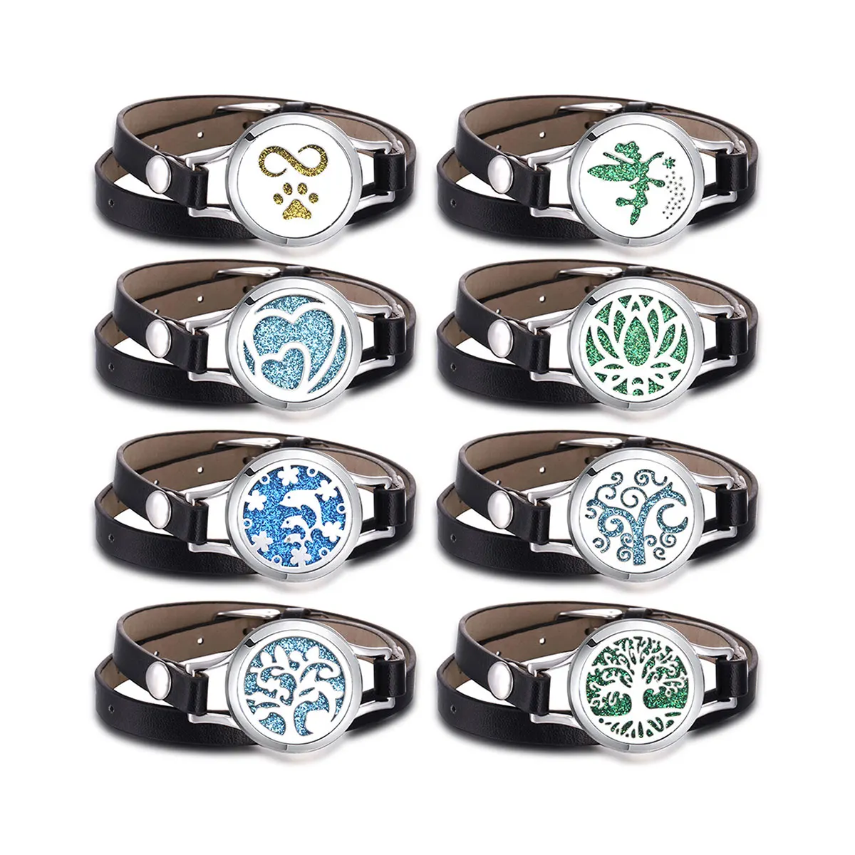 Black PU Bracelet Essential Oil Aromatherapy Box Charm Pendant Stainless Steel Pattern Tree of Life Heart Punk Jewelry Gift
Black PU Bracelet Essential Oil Aromatherapy Box Charm Pendant Stainless Steel Pattern Tree of Life Heart Punk Jewelry Gift