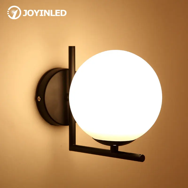 

Spherical Wall Lamp Brief Bedroom Study Wall Lights Simple Bedside Lamp Nordic Wall Engineering Lamp New Model Gold Black
