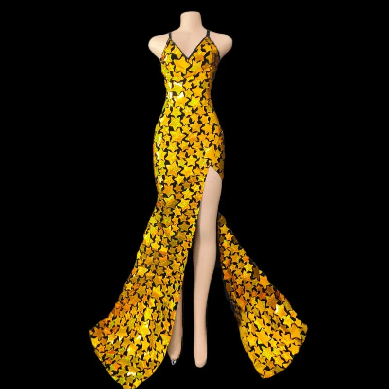 Золотое лазерное блестящее сексуальное длинное платье с разрезом, Женский костюм певицы, бара, сцены, концерта, представлений, дня рождения, вечерние, праздничный наряд
Золотое лазерное блестящее сексуальное длинное платье с разрезом, Женский костюм певицы, бара, сцены, концерта, представлений, дня рождения, вечерние, праздничный наряд