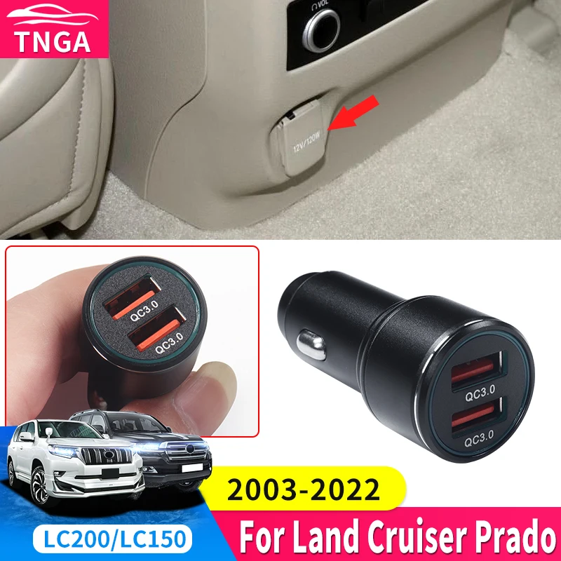

QC3.0 USB Car Charger 2 Ports For Toyota Land Cruiser 200 Prado 120 150 LC120 LC150 LC200 2003-2022 2021 Interior Accessories