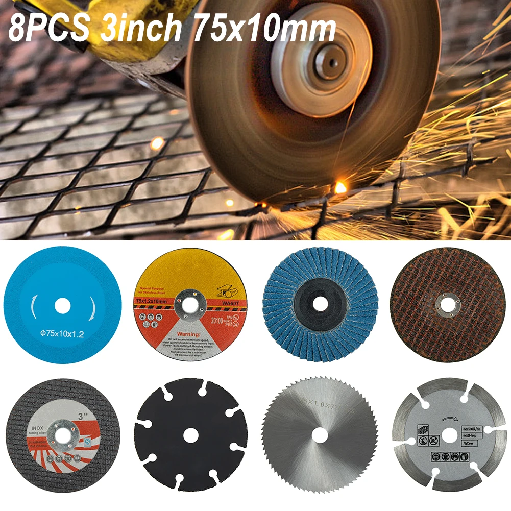 8pcs 3Inch Cutting Disc For Angle Grinder Metal Circular Saw Blade Grinding Wheel For Surface Conditioning Grinding Iron Cutting
8pcs 3Inch Cutting Disc For Angle Grinder Metal Circular Saw Blade Grinding Wheel For Surface Conditioning Grinding Iron Cutting
