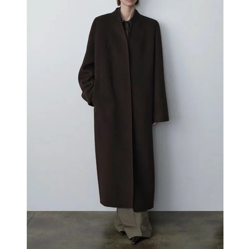 

Double-sided Extended Minimalist Autumn and Winter Thickened and Warm Maillard Woolen Coat Wool Cashmere Coat for Women