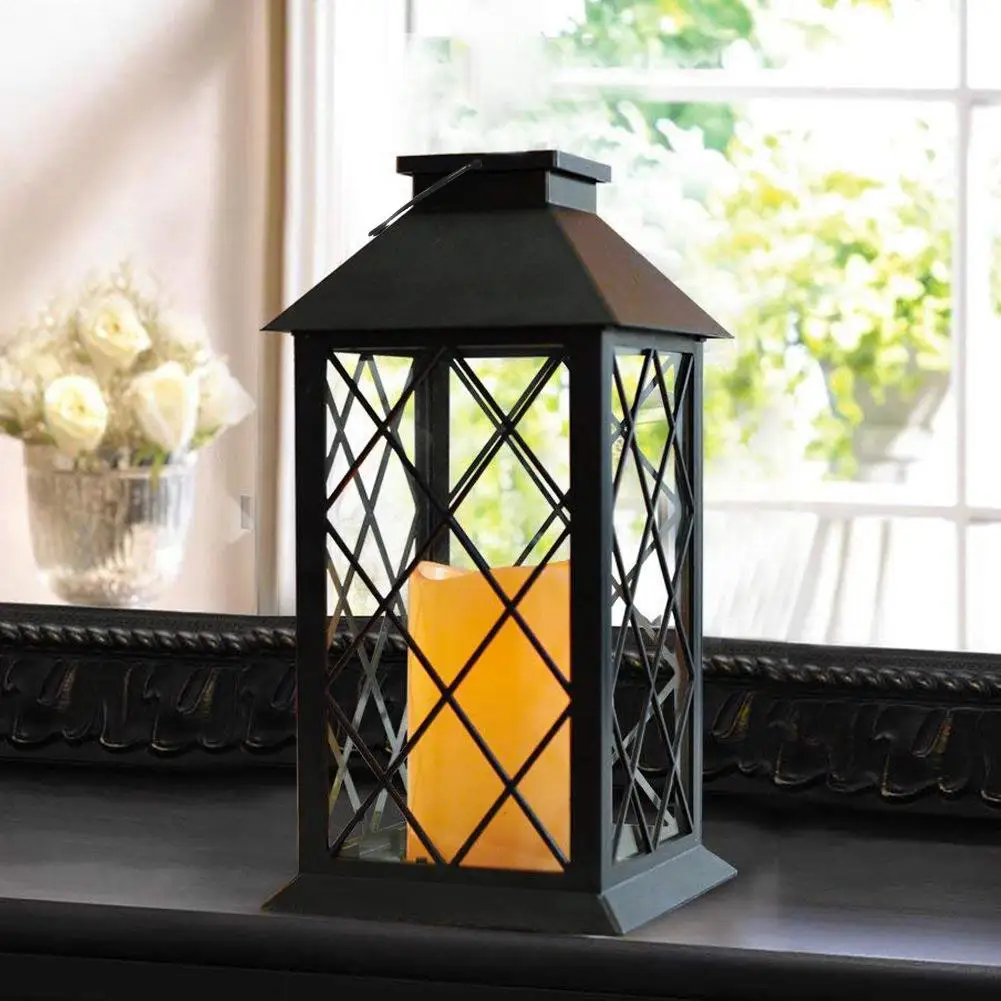 

Retro Palace Lantern Hanging Candle Lamp Portable Outdoor Camping Night Lamp For Yard Garden Decor LED Atmosphere Light