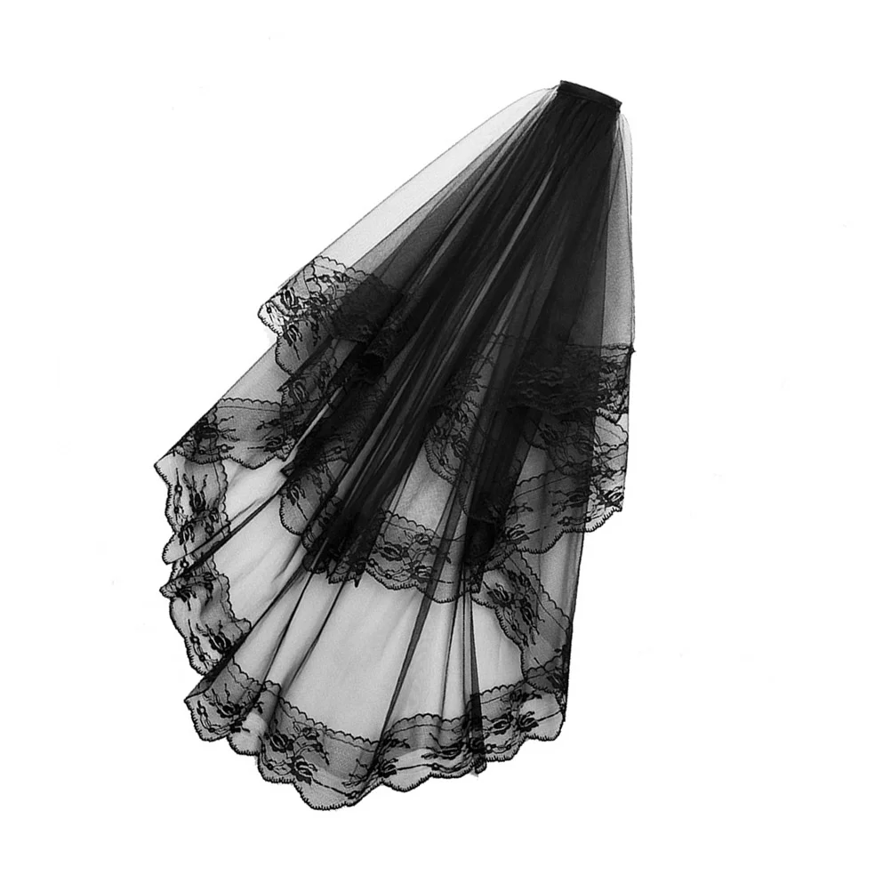 Double Layer Veil Black Lace Veil Cosplay Bridal Wedding Veil Hair Accessories with Hair Comb for Photography Party
Double Layer Veil Black Lace Veil Cosplay Bridal Wedding Veil Hair Accessories with Hair Comb for Photography Party