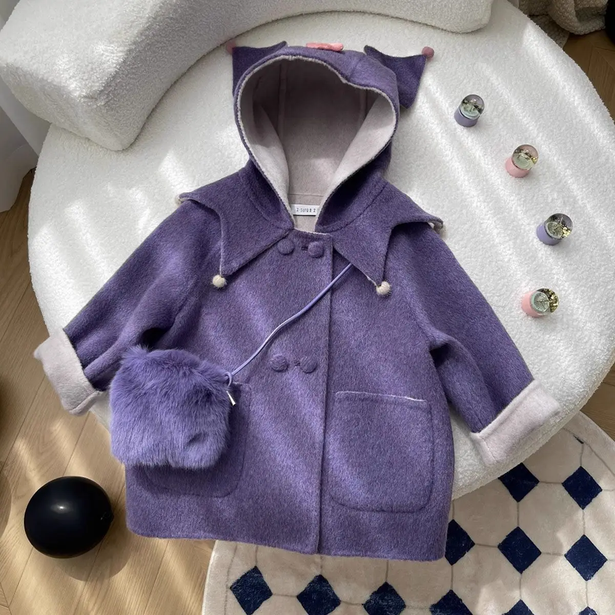 New Sanrioed Kuromi Double Breasted Girls Wool Coat Autumn and Winter Trench Coat Coat Childrens Clothing Children's Coat Gift
New Sanrioed Kuromi Double Breasted Girls Wool Coat Autumn and Winter Trench Coat Coat Childrens Clothing Children's Coat Gift