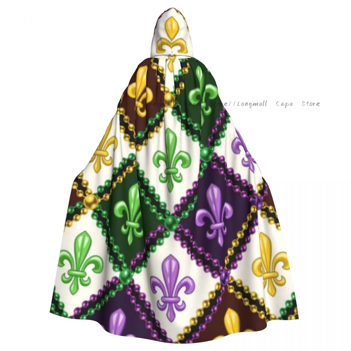 

Witch Cloak Geometric Fleur De Lis Mardi Gras Halloween Cosplay Costume Unisex Adult Cloak Retro Ages Cape