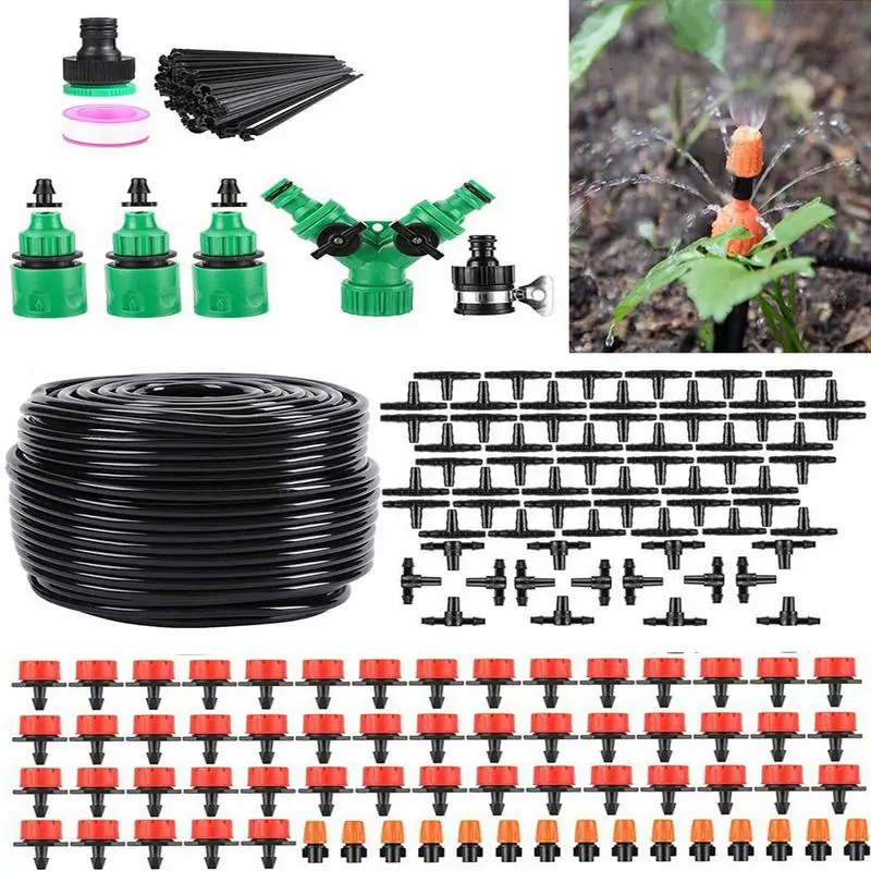 

Garden Drip Irrigation Kit Adjustable DIY Irrigation Kit Outdoor Plants With Blank Tubing Adjustable Emitters Sprinkler For