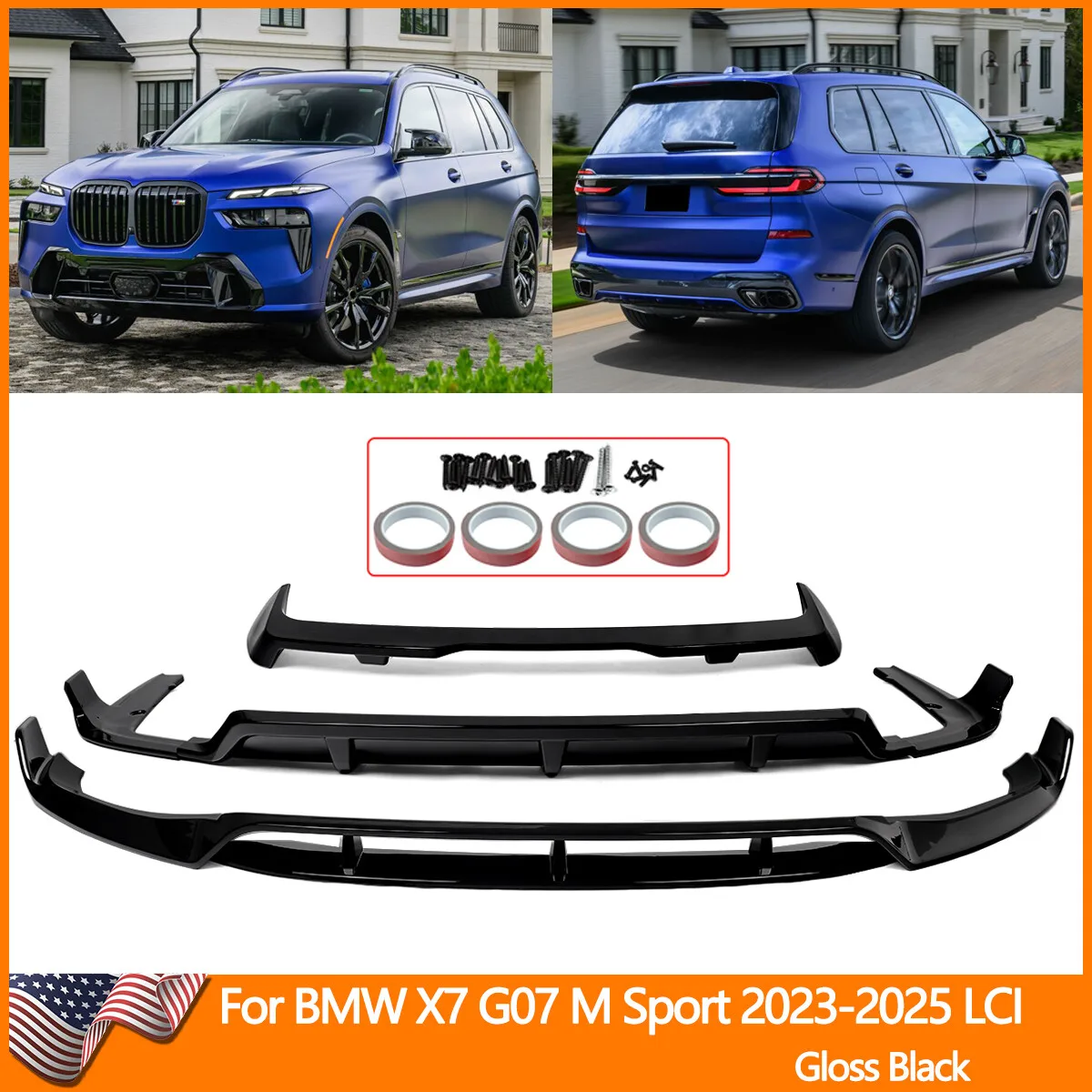 Replace FOR BMW X7 GLOSS BLACK Bumper Surround G07 Sport 4-door 2023 2024 FRONT SPLITTER REAR DIFFUSER SPOILER BODY KIT Refit Replace FOR BMW X7 GLOSS BLACK Bumper Surround G07 Sport 4-door 2023 2024 FRONT SPLITTER REAR DIFFUSER SPOILER BODY KIT Refit