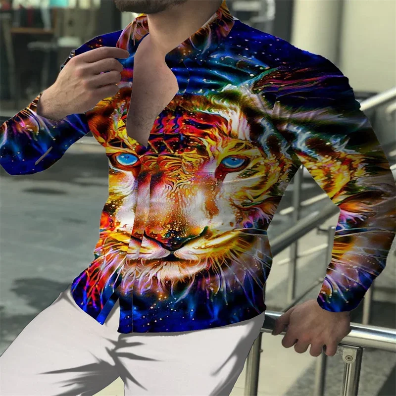 Lapel Men's Shirt Novelty HD Printing Tiger Long Sleeve Shirt Fashion Casual Sports Outdoor Light Comfortable Spring Summer 2023
Lapel Men's Shirt Novelty HD Printing Tiger Long Sleeve Shirt Fashion Casual Sports Outdoor Light Comfortable Spring Summer 2023