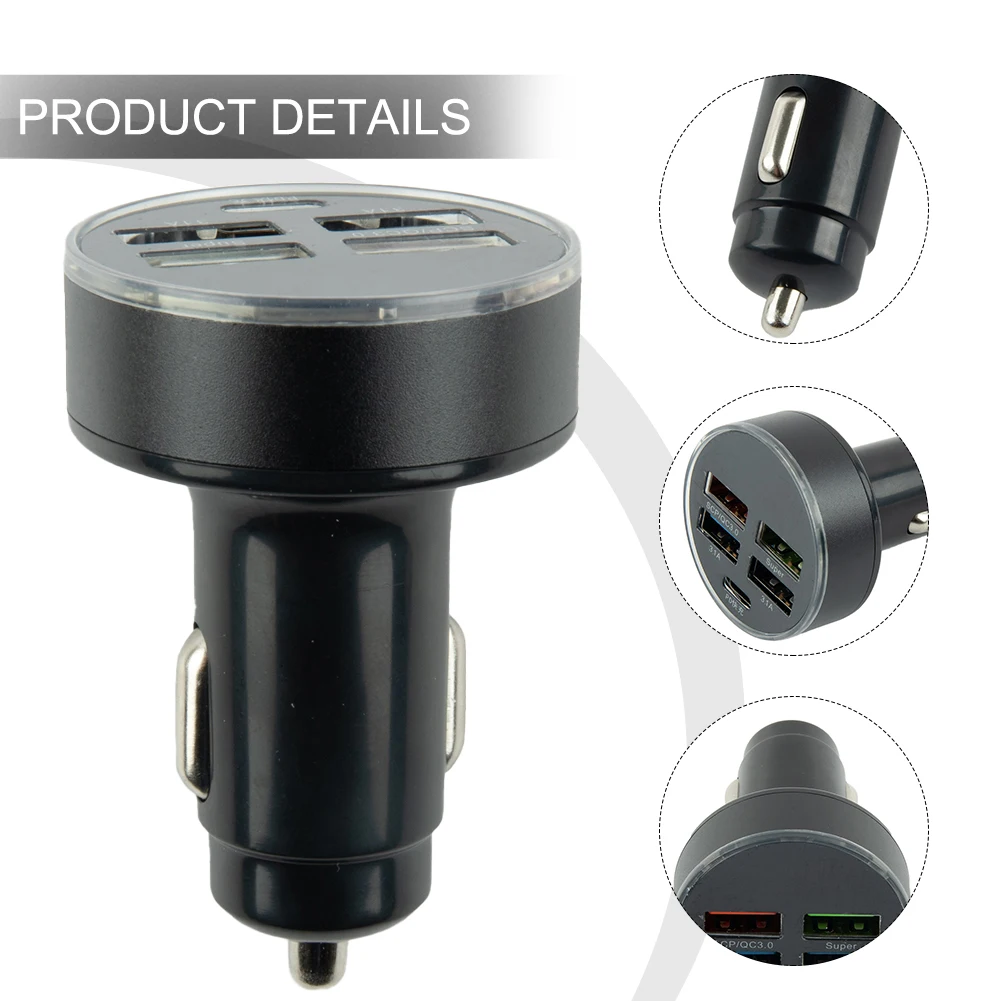 150W 4 USB Car Charger Fast Charging PD Quick Charge 3.0 Type C Car Phone Charger Adapter 12-24V Replacement Part Accessory
150W 4 USB Car Charger Fast Charging PD Quick Charge 3.0 Type C Car Phone Charger Adapter 12-24V Replacement Part Accessory