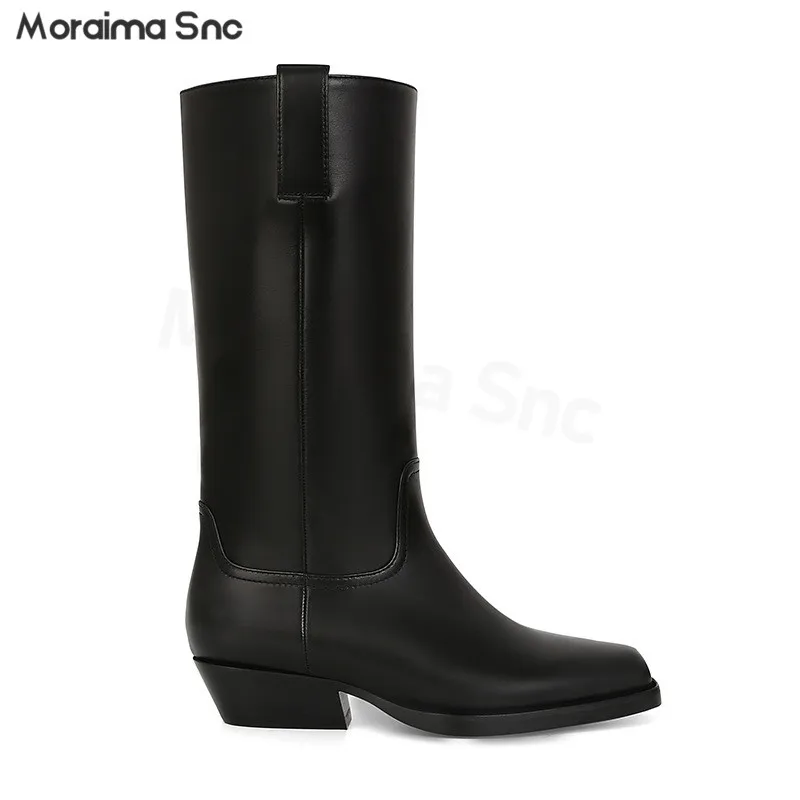 Black Square Toe Western Boots Thick Medium Heel Handsome Knight Boots Women's Knee-High Simple Personalized Casual Boots 
Black Square Toe Western Boots Thick Medium Heel Handsome Knight Boots Women's Knee-High Simple Personalized Casual Boots