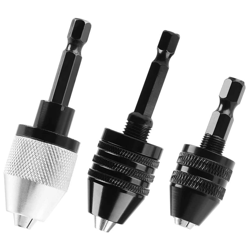 

3PCS 1/4 Inch Hex Shank Keyless Drill Chuck Quick Change Adapter Converter Impact Drills Bits, Electric Tool Accessories