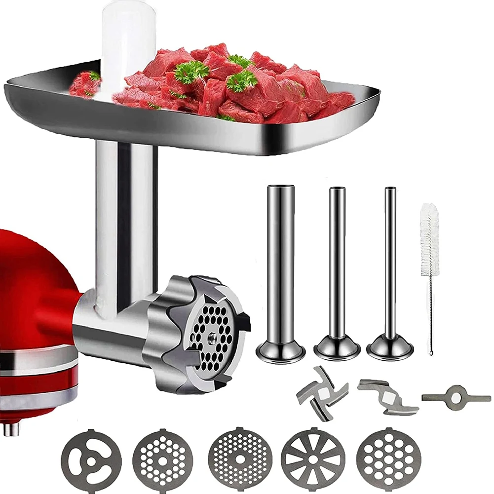 Metal Food Grinder Attachment for KitchenAid Stand Mixer,Meat Grinder Accessories Includes Sausage Stuffer Tubes
Metal Food Grinder Attachment for KitchenAid Stand Mixer,Meat Grinder Accessories Includes Sausage Stuffer Tubes