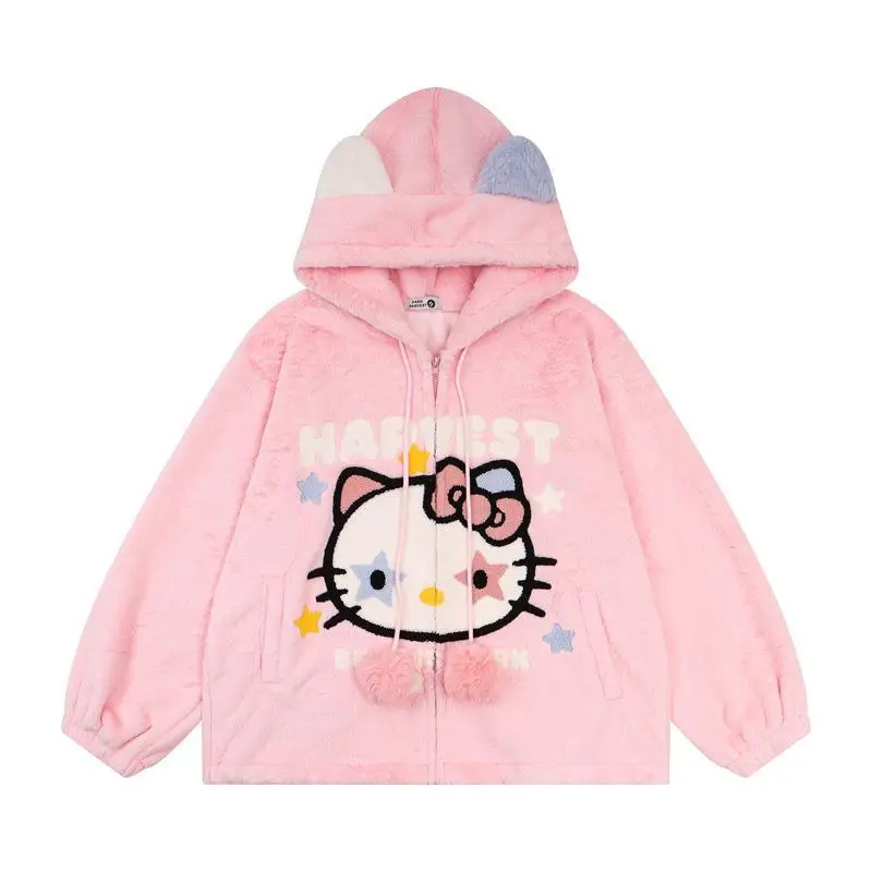 Retro Embroidered Hello Kitty Sherpa Hooded Jacket Sanrioed Cartoon Girl Christmas Kawaii Loose Couple Warm Sweatshirt Jacket
Retro Embroidered Hello Kitty Sherpa Hooded Jacket Sanrioed Cartoon Girl Christmas Kawaii Loose Couple Warm Sweatshirt Jacket