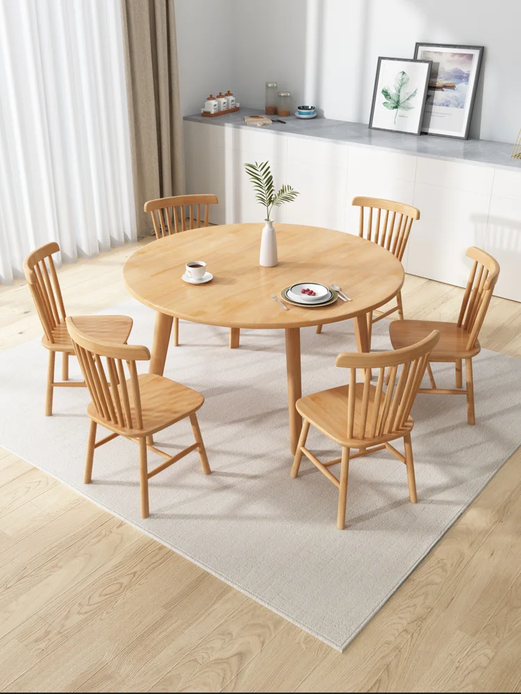 Round table, all solid wood dining table and chair combination, home Nordic simple restaurant, commercial canteen eating, log ro
Round table, all solid wood dining table and chair combination, home Nordic simple restaurant, commercial canteen eating, log ro