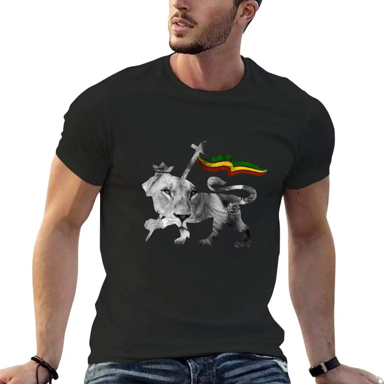 

Lion of Judah King Rasta Reggae Design T-Shirt funnys summer top customs design your own t shirt men