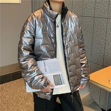 Men's Cotton-padded Jacket Silver Glossy Zipper Stand Collar Thick Coat Outer Wear Windproof Handsome Boy Winter Male Clothes
Men's Cotton-padded Jacket Silver Glossy Zipper Stand Collar Thick Coat Outer Wear Windproof Handsome Boy Winter Male Clothes