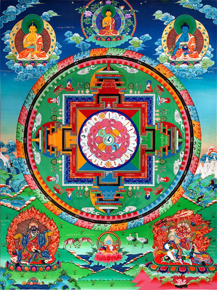 

Mandala of Medicine Buddha Thangka,Gandhanra Tibetan Buddhist Thangka Art,Giclee Printed and Hand Framed,47" × 32"