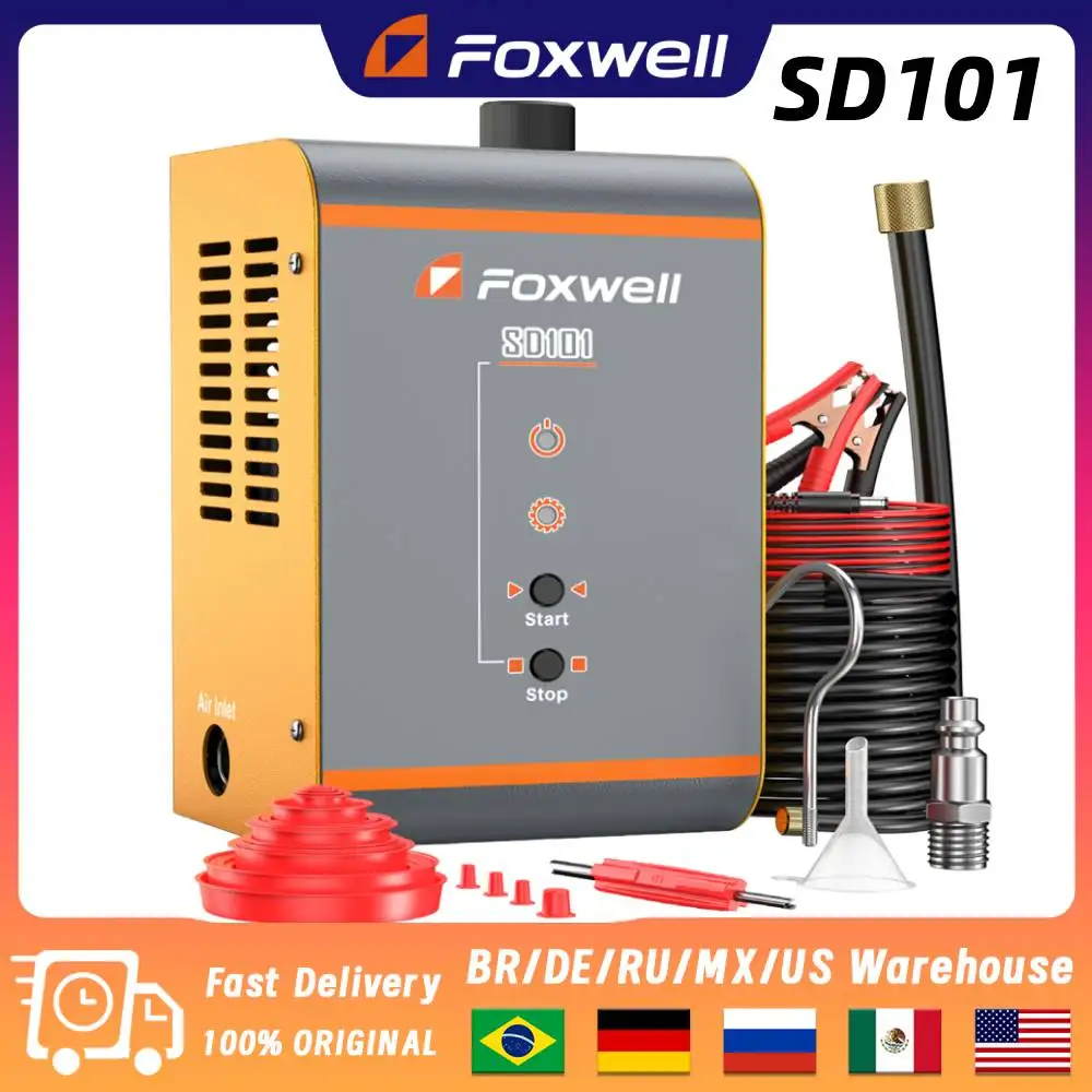 

FOXWELL SD101 Car Smoke Leak Detector EVAP Fuel Pipe Smoke Leakage Locator 12V Automotive Smoke Generator Diagnostic Tools