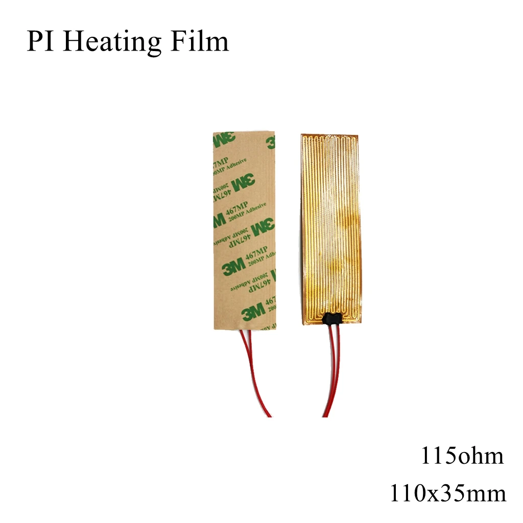 

110x35 мм 5 в 12 В 24 в 110 В 220 в PI нагревательная пленка Полиимид клейкая пластина нагревателя панель коврик топливная фольга масло