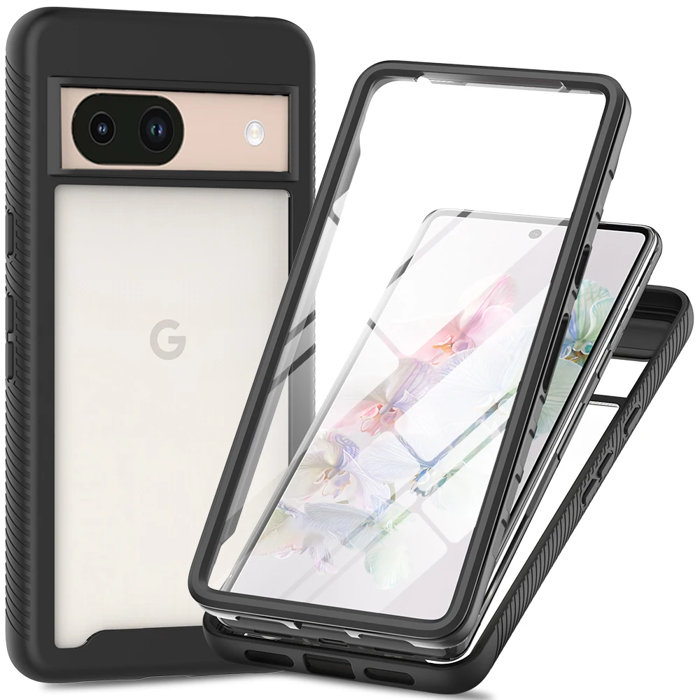 

Shockproof Clear Full Body Protection Case with Screen Protector for Google Pixel 8A 8 Pro 7A 7 6A, Heavy Duty Hard Phone Cover