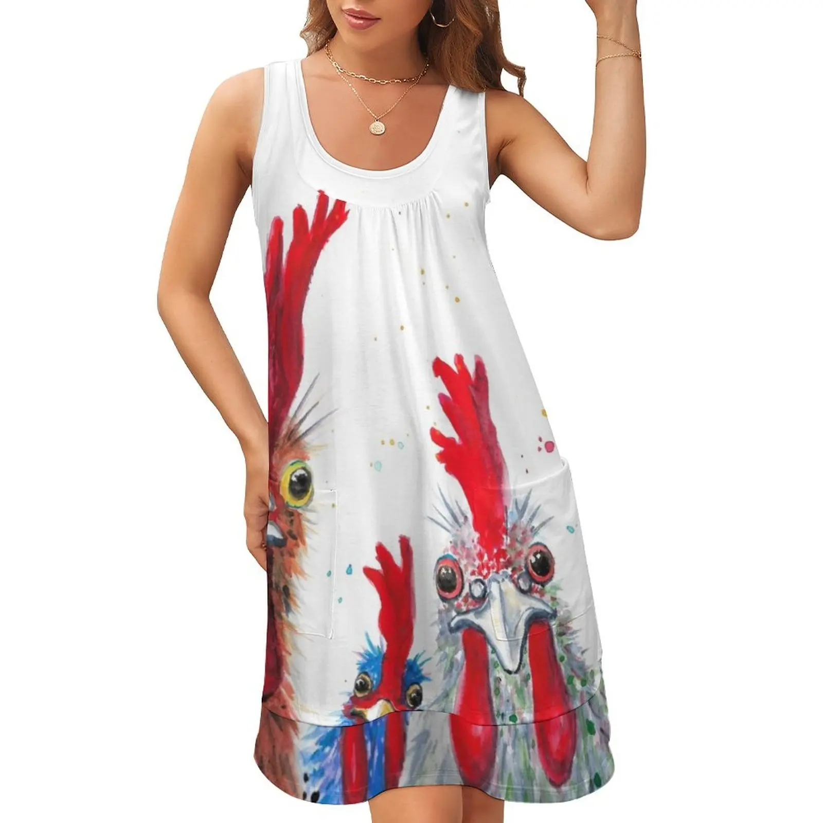 Chicken Ladies, Hen, Chicken, Rooster, Bird Sleeveless U-Neck Fake Two Piece Dress long dress women Summer women's clothing
Chicken Ladies, Hen, Chicken, Rooster, Bird Sleeveless U-Neck Fake Two Piece Dress long dress women Summer women's clothing