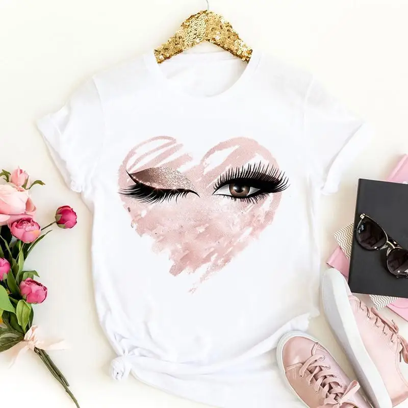 Women Love Heart Eye Lashes Trend Tees Ladies Fashion Short Sleeve Summer Wear Vacation Tshirts Tops Cartoon Graphic T-Shirt
Women Love Heart Eye Lashes Trend Tees Ladies Fashion Short Sleeve Summer Wear Vacation Tshirts Tops Cartoon Graphic T-Shirt